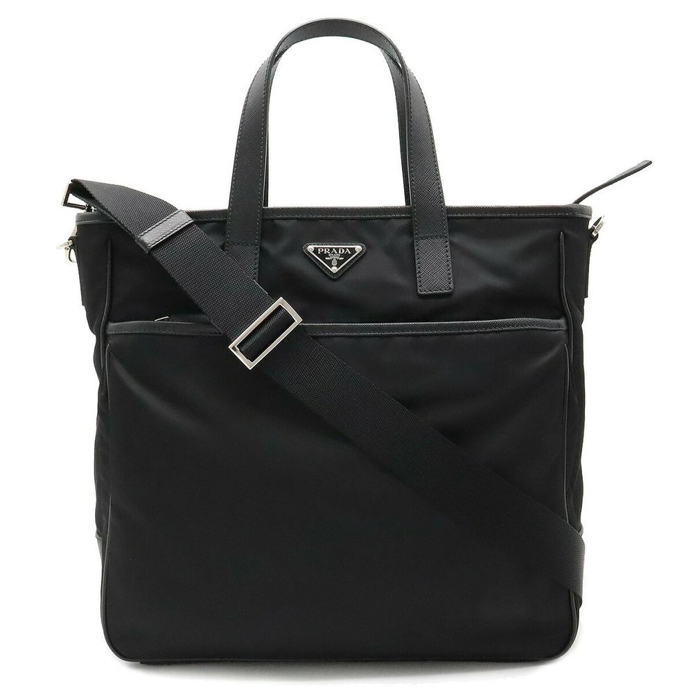 Prada Tote Tessuto Saffiano Bag Crossbody Leather NERO Black